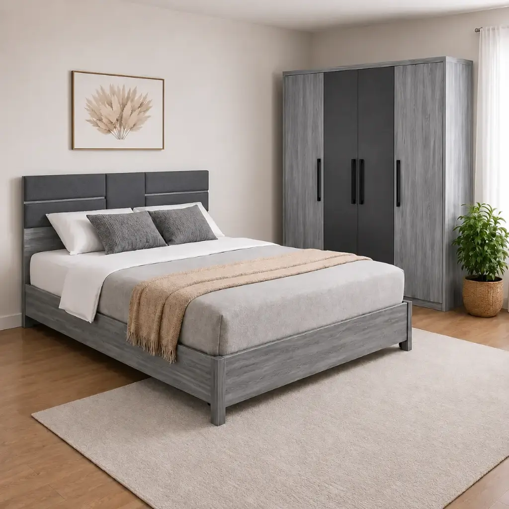 Bedroom Set Nice: Armoire 6 pts 31959 + Lit 5'0 31960