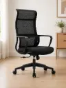 OFFICE CHAIR ELA - H (2 IN 1) HIGH BACK MESH +FABRICS BLACK 