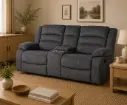 SOFA DAWSON REF 6078# 2 SEATER RECLINER WITH CONSOLE DARK GREY ARAGON-97