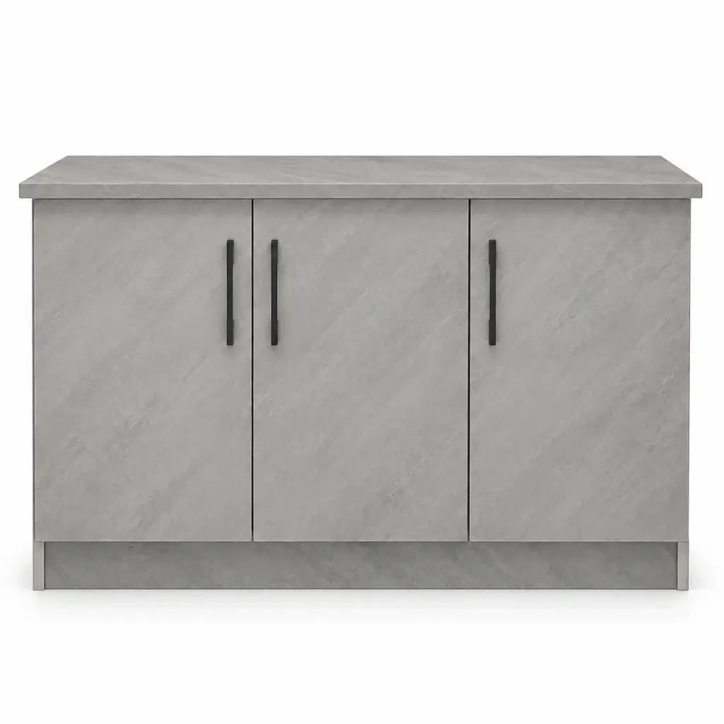 KITCHEN FANCY BASE UNIT 3 DOORS PLYWOOD GREY