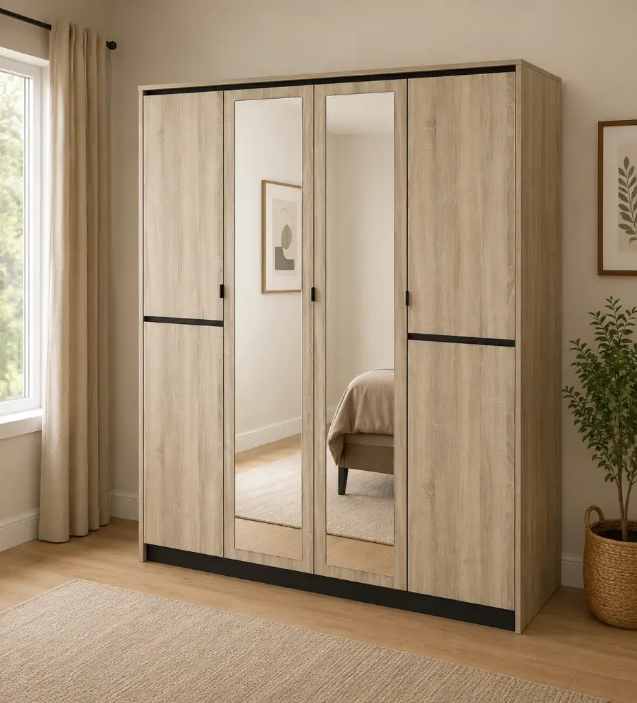 ARMOIRE MONTREAL 4PTS + 2 MIRROR (3 PCS) SOMONA OAK / WENGE