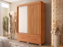 ARMOIRE SERENO 1.36 (12) 2PTS SLIDING 2 TIRS MIRROR FREIJO RIPADO/OFF WHITE