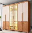 ARMOIRE SINATRA 2.6 4PTS PLAIN 2PTS GLASS (6PCS) FREIJO/OFF WHITE