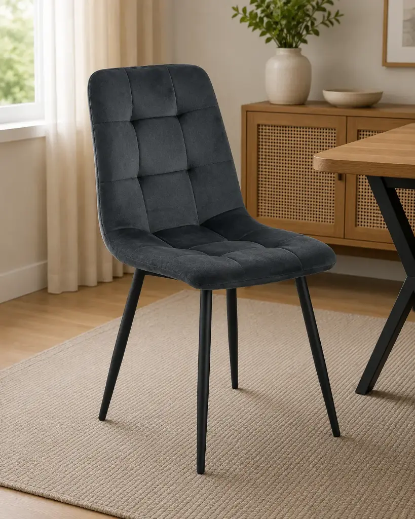 CHAISE DIINING HALSBURY REF DC-929 METAL FABRIC DARK GREY 