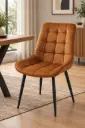 CHAISE DINING HALSBURY REF DC-929 METAL FABRIC  RUSTIC BROWN