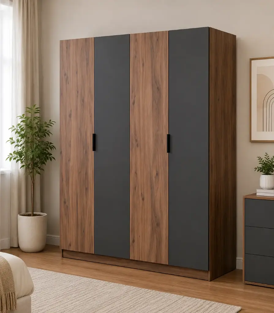 ARMOIRE SPRINGDALE REF DZ-30 4PTS (3PCS) WALNUT/IRON GREY
