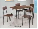 DINING SET SAWYER REF LY-N1419 6 PLACES + 6 CHAISES MDF VENEER FABRICS BROWN