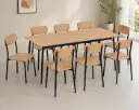 DINING SET IDAHO REF LY-N1396 8 PLACES + 8 CHAISES (2PCS) MDF VENEER FABRICS BEIGE