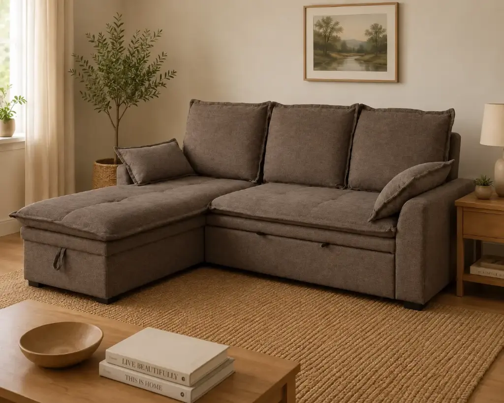 SOFA BED TUSCOR REF 9645# (2PCS) L-SHAPE BROWN XT-4