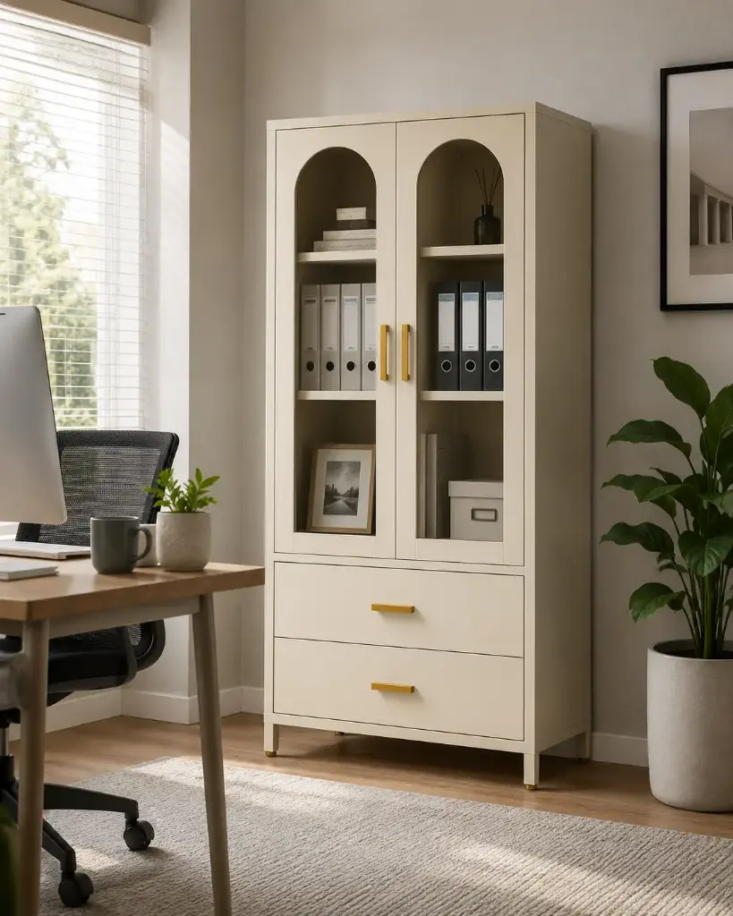 FILING CABINET HAIDIAN REF HC02 2PTS VITRE 2TIRS METAL