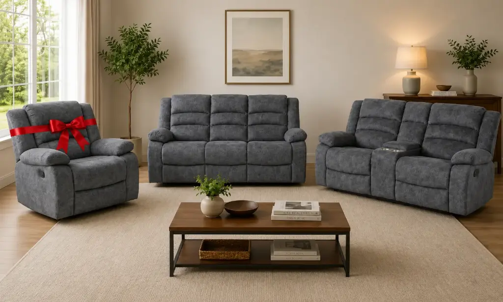 Recliner Sofa 321 Manual - Dawson - DARK GREY