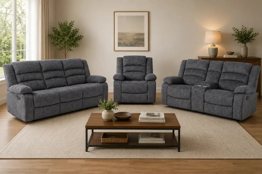 Recliner Sofa 321 Manual - Dawson - DARK GREY