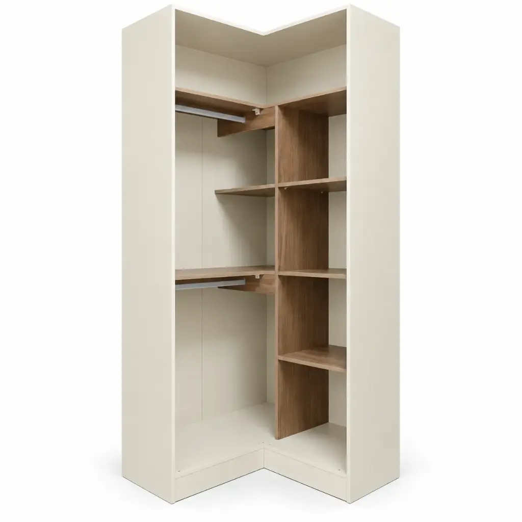 CLOSET ELEGENCIA CORNER 2 SHELF +2HANGER+5 SHELF SEPARATOR WITH 2 DOOR