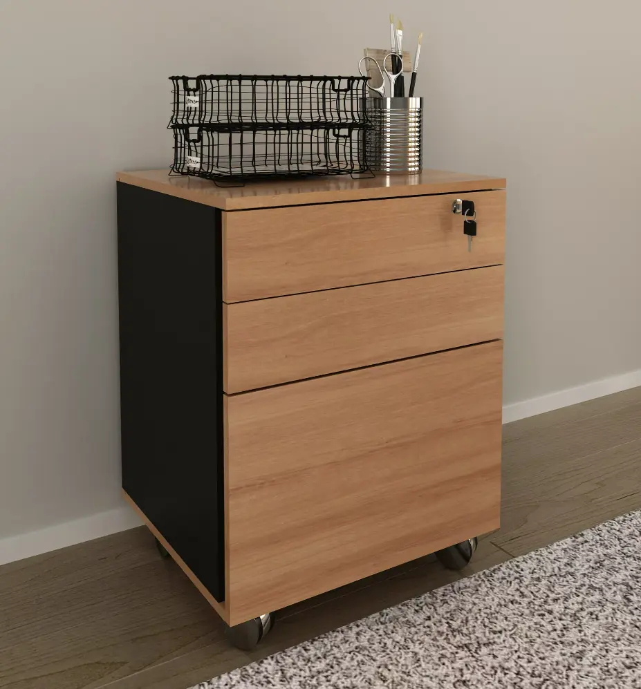 OFFICE TABLE BELEM REF 4148 3 TIRS SUR ROULETTE ALMOND / BLACK