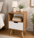 TABLE DE NUIT SALTO REF CM8036 1 TIR ALMOND/WHITE - OWN DELIVERY