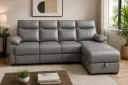 SOFA HEIDEN REF 8566# LEFT WITH 3 RECLINERS + CHAISE WITH STORAGE HP032-07A GREY PU