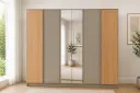 ARMOIRE BELLANO REF BEL15-15E 5 PTS (4PCS) WITH MIRROR TAUPE HIGH GLOSS / OAK