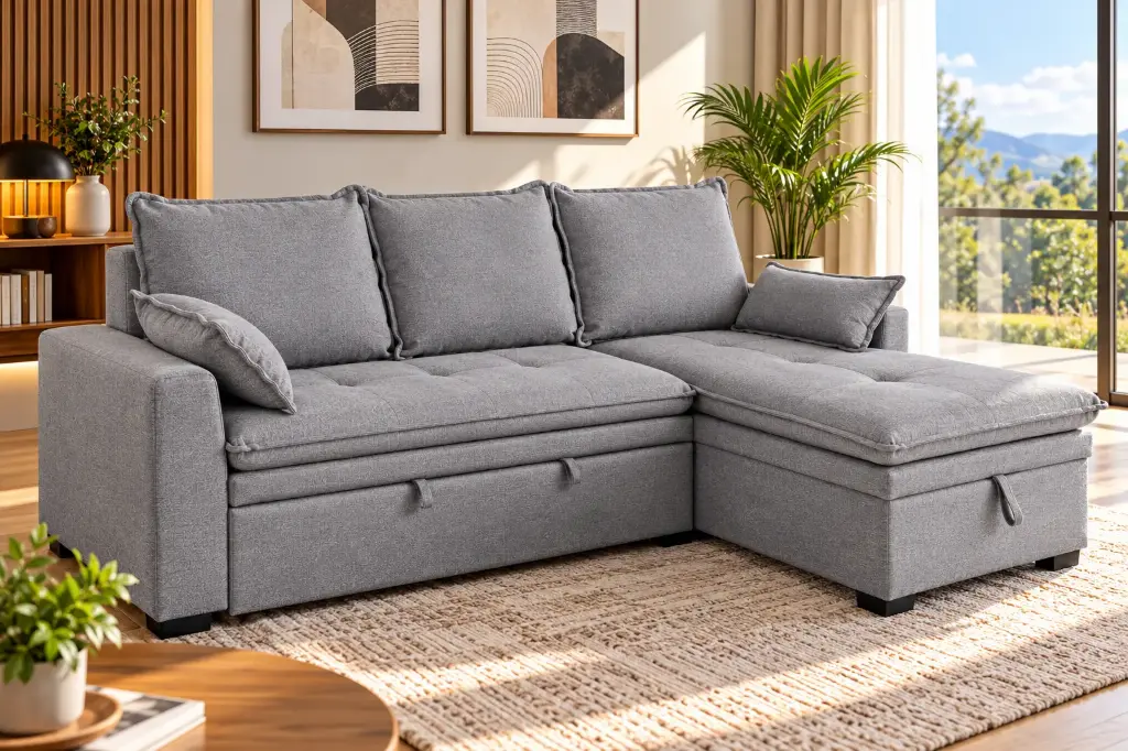 SOFA BED TUSCOR REF 9645# (2PCS) L-SHAPE GREY ARAGON-93