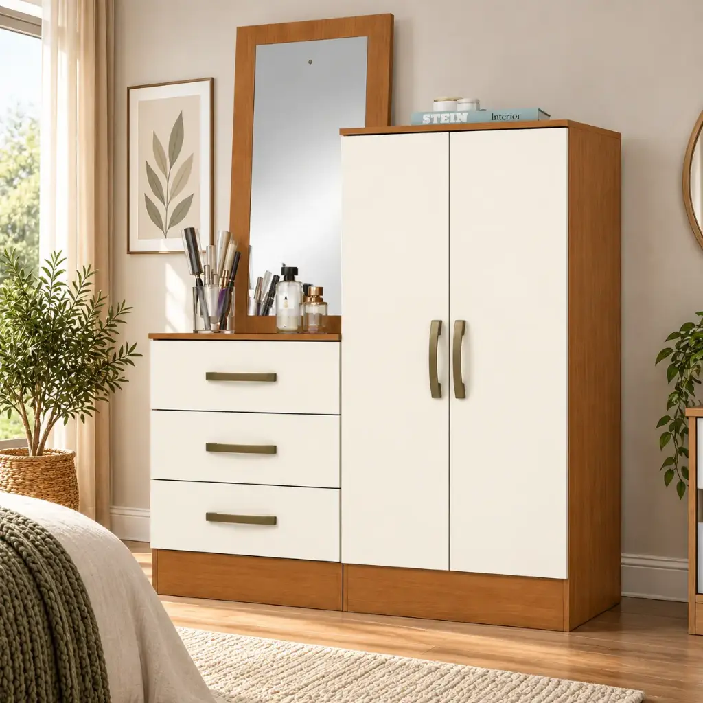 COMMODE ELBERT REF B700-221 (2PC) 3 TIRS 2PTS CINNAMON / OFF WHITE