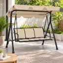 SWING CHAIR  INDIANA REF YN8007-1 3 SEATER BEIGE WITH BLACK FRAME