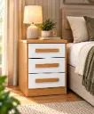 TABLE DE NUIT BAIAO 3 TIRS ALMOND CLEAN / OFF WHITE