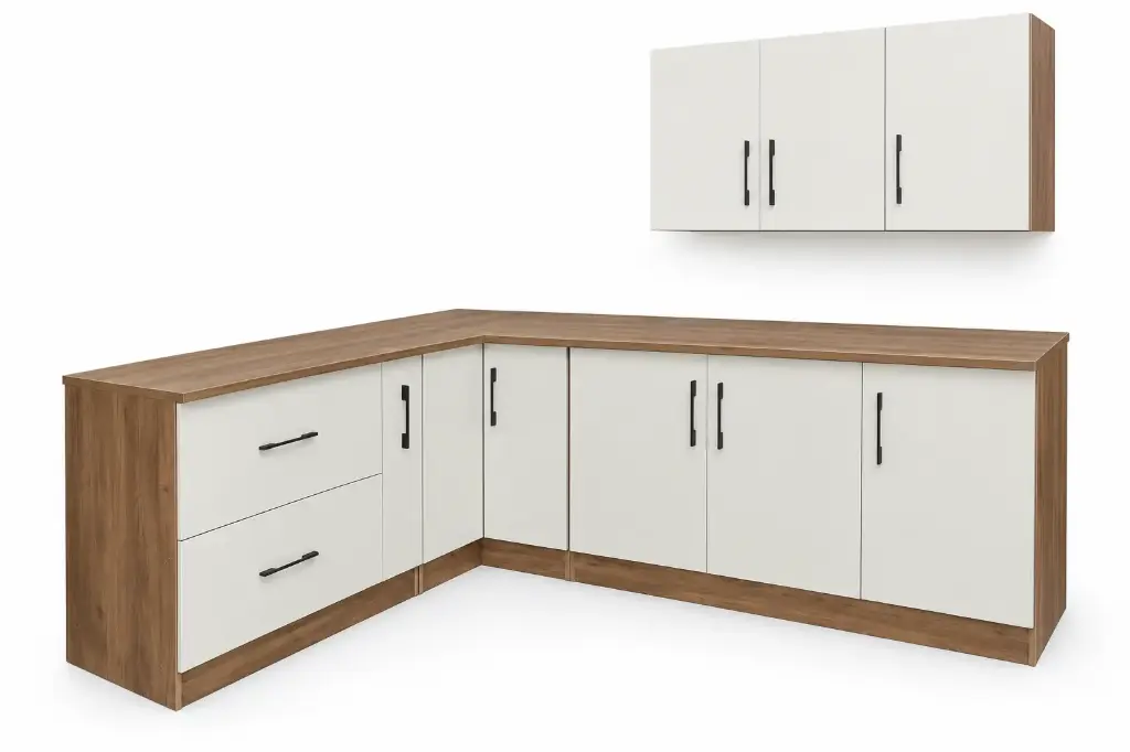 KITCHEN SET MILANO L SHAPE CASING BROWN BEIGE DOOR