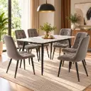 DINING TABLE DESIGNY 140x80 + 6 CHAISE DINING HAMLIN (31787/32205)