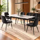 DINING TABLE VALENCY EXTENSIBLE RECTANLE + 6 CHAISE DINING JULLY BLACK (31785/32209)