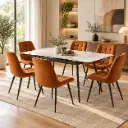 DINING TABLE VALENCY EXTENSIBLE RECTANLE + 6 CHAISE DINING HALSBURY RUSTIC (31785/32208 )