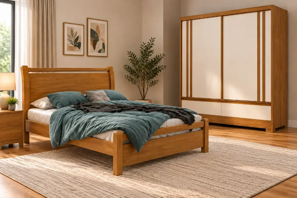 BED REALI 4’6 + ARMOIRE SERRA 2 PTS SLIDING (28878/32008)