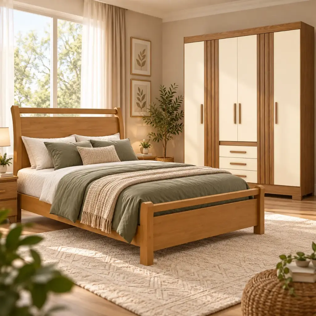 BED REALI 4’6 + ARMOIRE CAMPINA 6 PTS + MATELAS FIRM POCKET SPRING 4’6 ORTHOPEDIC (28878/32009/32337)