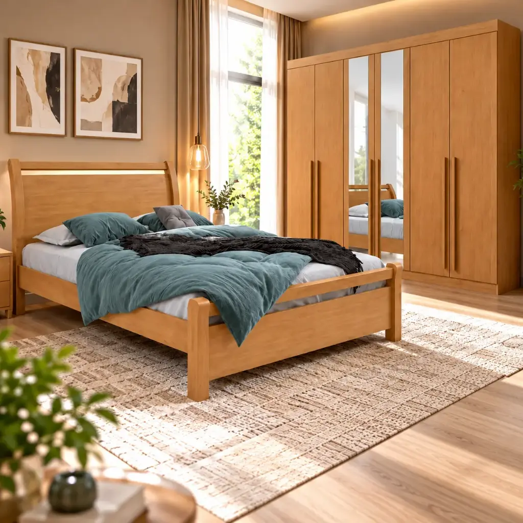 BED REALI 4’6 + ARMOIRE BERTHA 6 PTS + MATELAS FIRM POCKET SPRING 4’6 ORTHOPEDIC (28878/30135/32337)