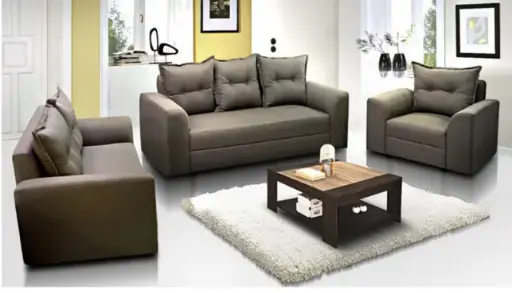 [26516] SOFA ALESSI 321 6 CUSHIONS REF HQ309-31 DARK BROWN