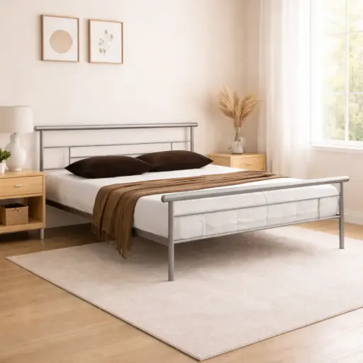 [17300] BED ALOSNO REF BSD-453125 (DIY) 4'6 190 X 140 CM SILVER