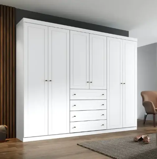 [29910] ARMOIRE AMERICANO REF D205-05 (6PC) 4 PTS GRAND + 2PTS PETIT + 4 TIRS WHITE HP