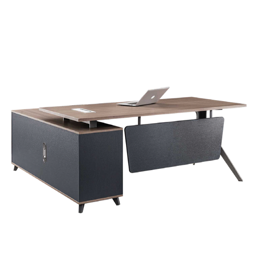 [29430] OFFICE TABLE ARRETON REF F23B-18C (5PCS) DESK + SIDE TABLE 2DRWS BEIGE & DARK GREY