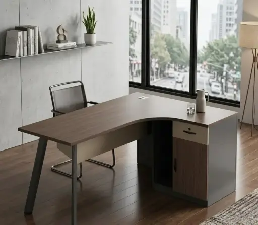 [29425] OFFICE TABLE BARTON REF F20A-14AR (3PCS) L SHAPE RIGHT TORREYA & DARK GREY
