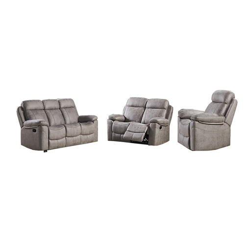 [25369] SOFA BROWNFIELD REF HD-1810 SET (3PC) 321 RECLINER REF 0953 LIGHT GREY