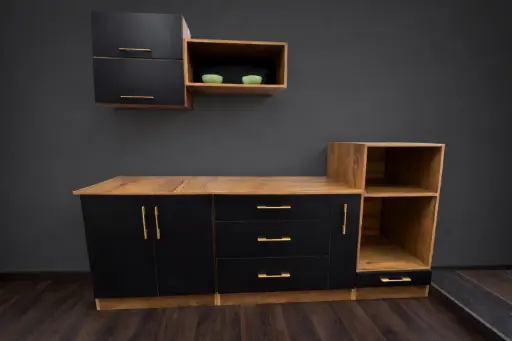 [28618] KITCHEN CAMEROON SET BLACK &  BROWN