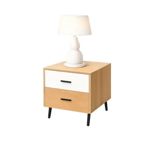 [29533] TABLE DE NUIT CAPILEIRA REF 700 2 TIRS OAK/WHITE