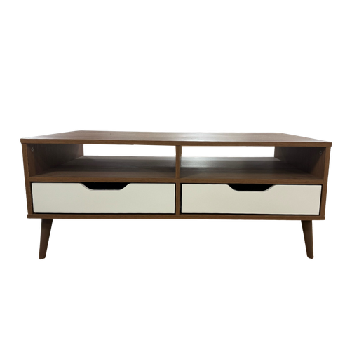 [29098] COFFEE TABLE CHICAGO RECTANGLE 2 TIRS CASTANHO / OFF WHITE