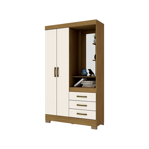 [24836] ARMOIRE EILAT REF B64-127 (2PC) 2 PTS 3TIRS + COIFF NATURE / OFF WHITE