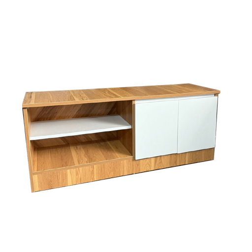 [29157] MEUBLE TV MALMO 2 PTS LIGHT GREY + SHELVES HL33 LIGHT BROWN