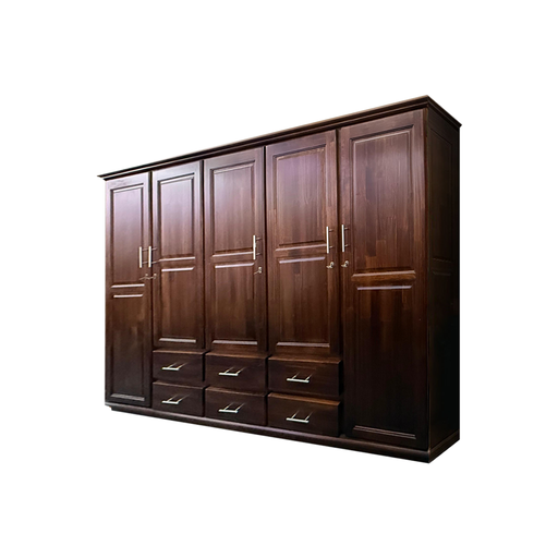[29088] ARMOIRE MELSIE 5 PTS 6 TIRS SAPELE