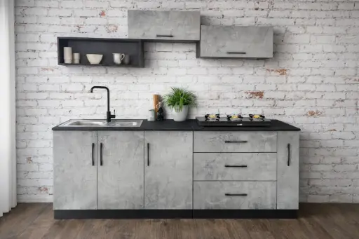 [28089] KITCHEN NAOMI SET WITH DOOR LIGHT GREY STONE