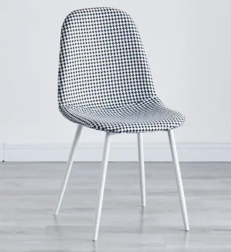 [29442] CHAISE SANDER X REF DC1916P (4 IN 1) DINING HOUNDSTOOTH FABRIC BLACK & WHITE