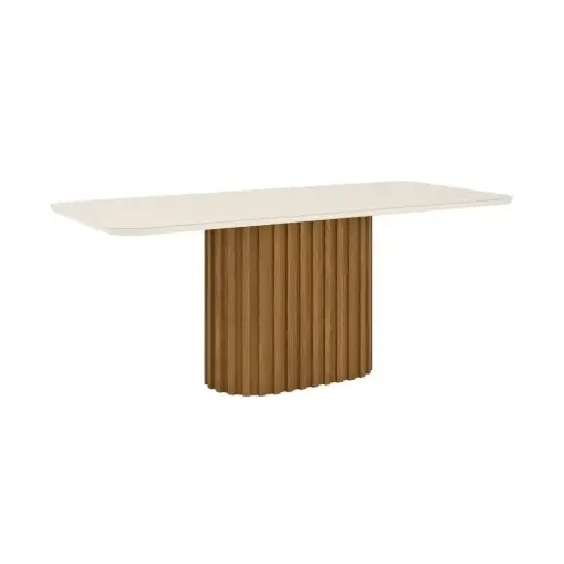 [30850] DINING TABLE SOLANA REF SC66-127 8 PLACES RECTANGLE 2000MM GLASS TOP OFF WHITE / NATURE