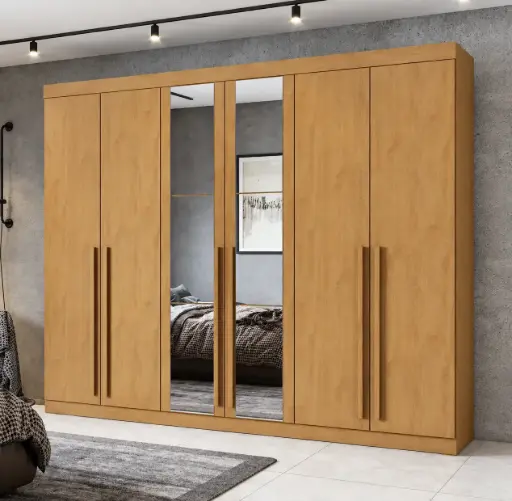 [30135] ARMOIRE BERTHA (5PC) 6 PTS + MIRROIR ALMOND CLEAN