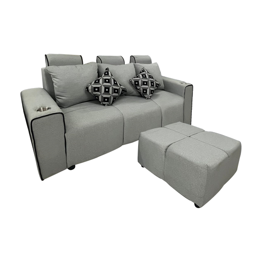 [30281] SOFA ROMAN 3SEATER / 3 BIG CUSHION+TDM  GREY REF STAR-23 (PLAIN/ABSTRACT) GREY