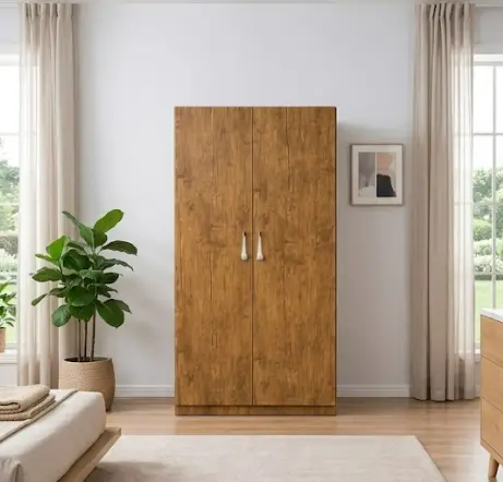 [30316] ARMOIRE GRAVIX 2 PTS +4 TABLETTE+SEPARATION+PENDERIE BROWN